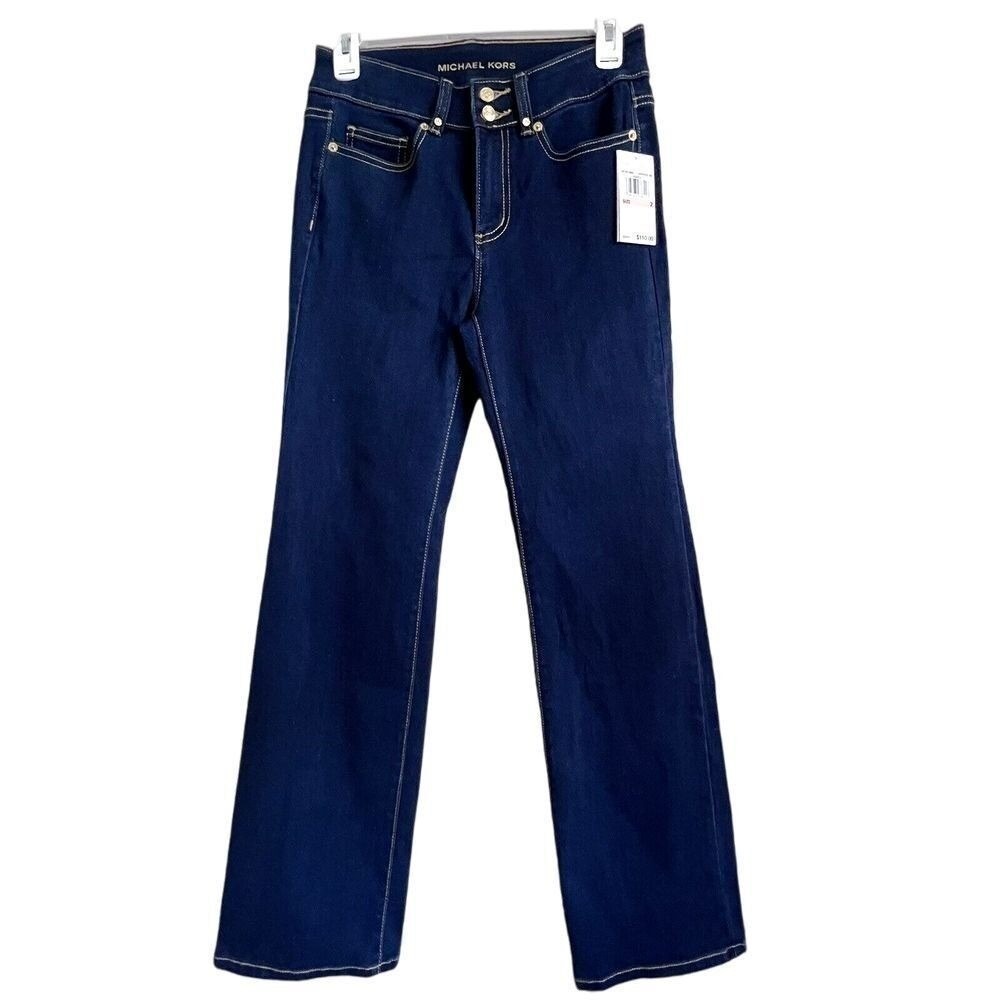 Michael Kors Women's High Waist Basics Straight Jeans Size 2 Overdyed Indigo